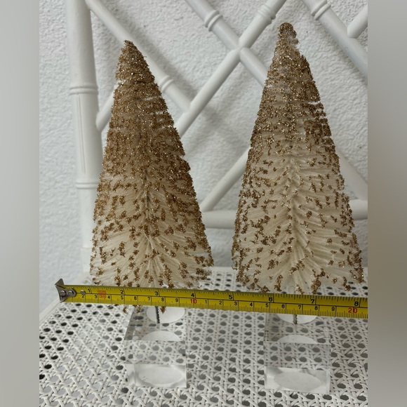 Pair of White & Gold Glitter Bottlebrush Christmas Trees - Picture 5 of 7